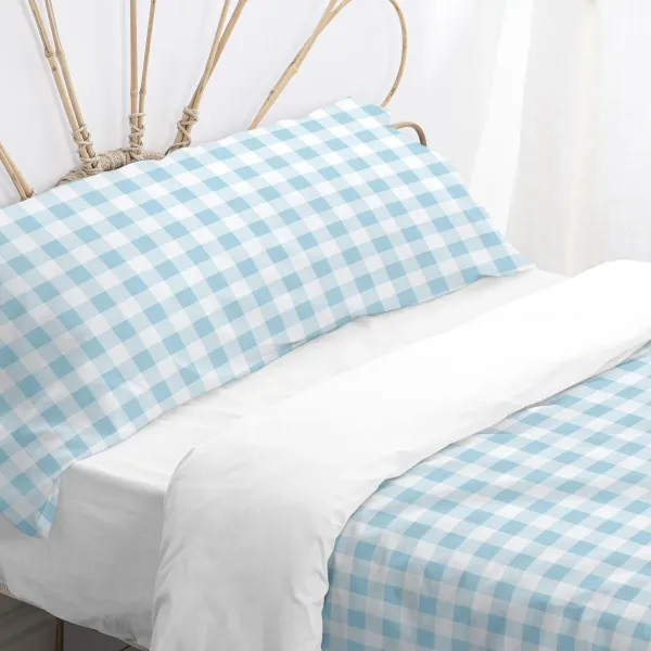 Duvet cover set HappyFriday Basic Kids Blue Single Gingham 2 Pieces