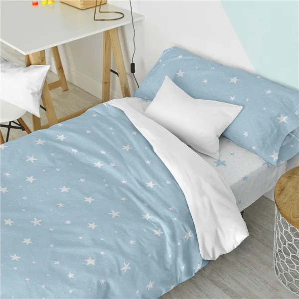 Duvet cover set HappyFriday Basic Kids Blue Single 2 Pieces