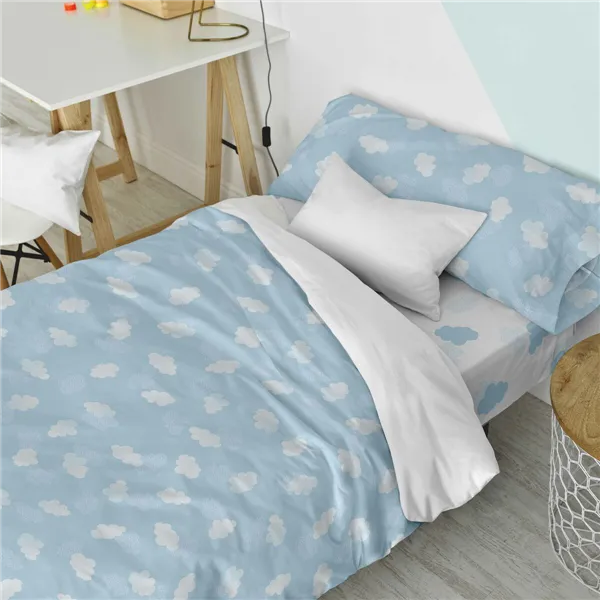 Duvet cover set HappyFriday Basic Kids Blue Single 2 Pieces