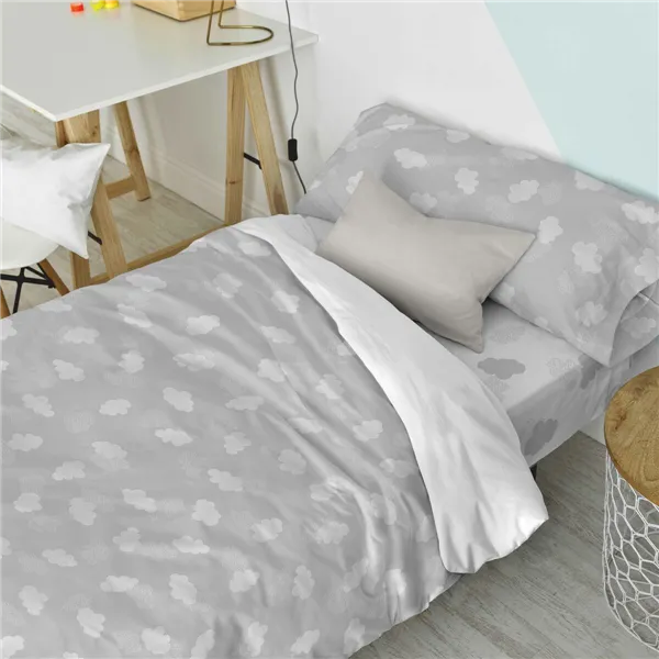 Duvet cover set HappyFriday Basic Kids Grey Single 2 Pieces