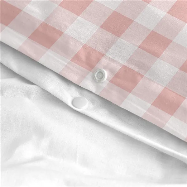 Duvet cover set HappyFriday Basic Kids Pink Baby Crib Gingham 2 Pieces