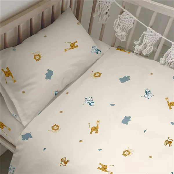 Duvet cover set HappyFriday Mini Animals Multicolour Baby Crib 2 Pieces