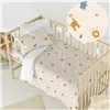 Duvet cover set HappyFriday Mini Animals Multicolour Baby Crib 2 Pieces