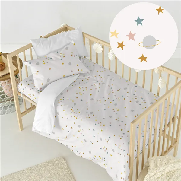 Duvet cover set HappyFriday Mini Saturn Multicolour Baby Crib 2 Pieces