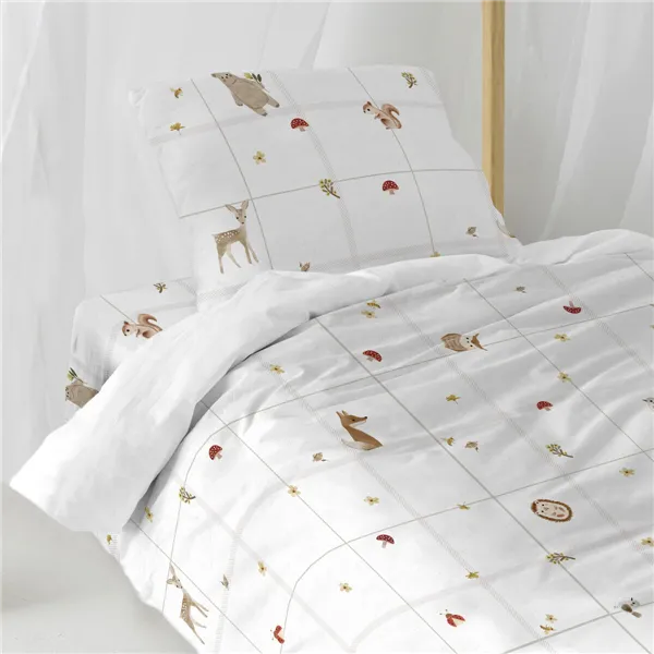 Duvet cover set HappyFriday Mini Woods animals Multicolour Single 2 Pieces