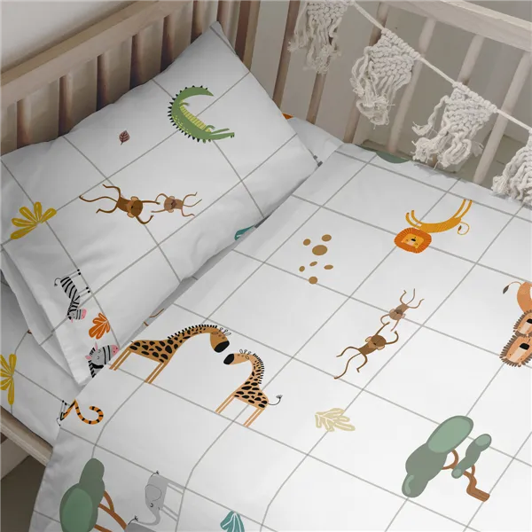 Duvet cover set HappyFriday Mini savanna Multicolour Baby Crib 2 Pieces