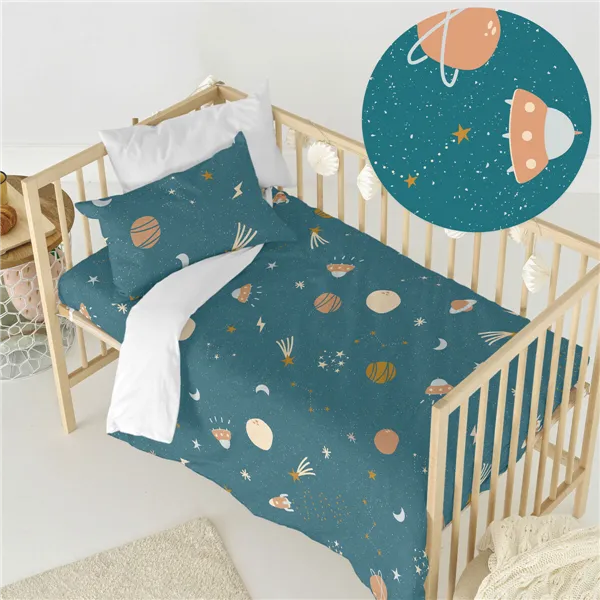 Duvet cover set HappyFriday Mini universe Multicolour Baby Crib 2 Pieces