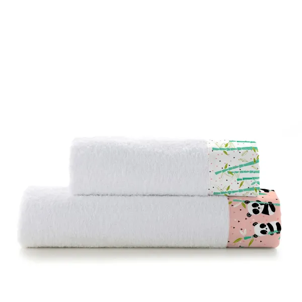 Towel set HappyFriday Moshi Moshi Panda Garden Pink 2 Pieces