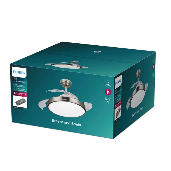 Kattotuuletin valolla Philips Atlas 35 W 28 W 4500 Lm nikkeli (2700 K)