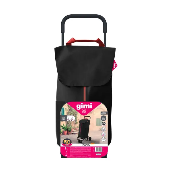 Iepirkumu ratiņi Gimi Twin Urban Melns 50 L 39 x 52 x 95 cm