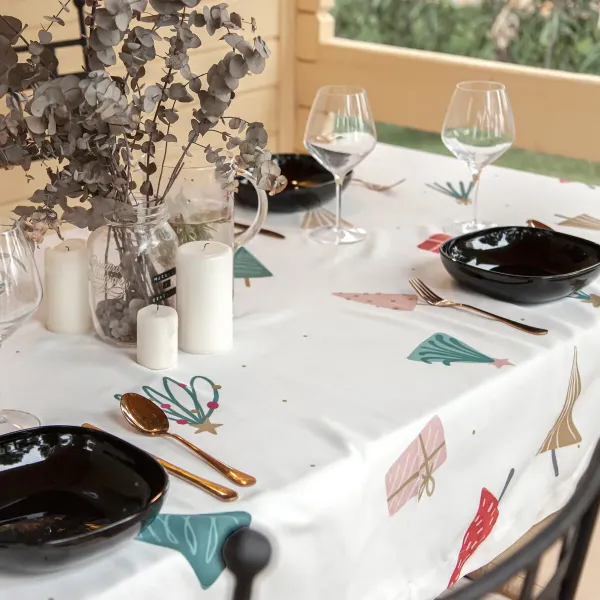 Tablecloth HappyFriday Xmas Holly Jolly Multicolour 145 x 150 cm