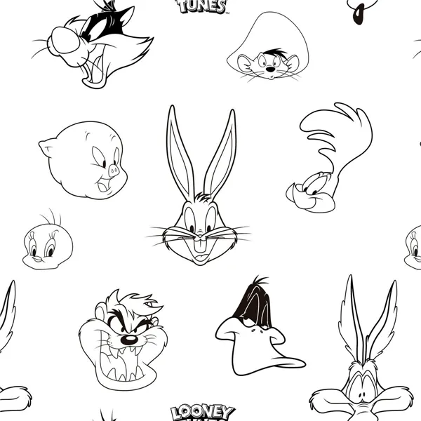 Nordic cover Looney Tunes Looney B&W White black 175 Threads 200 x 200 cm