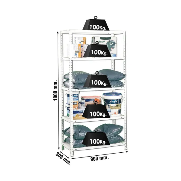 Plaukti Simon Rack Comfort 5/300 Metāls 5 Planken 500 kg (180 x 90 x 30 cm)