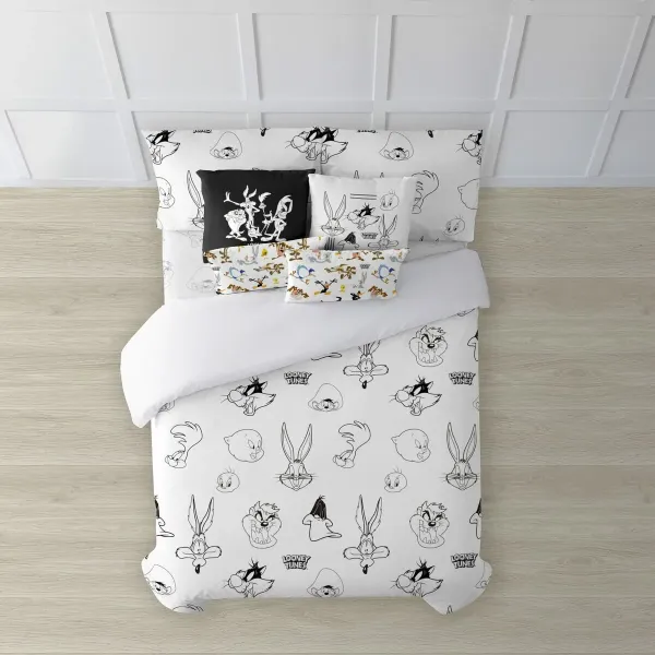 Nordic cover Looney Tunes Looney B&W White black 175 Threads 240 x 220 cm