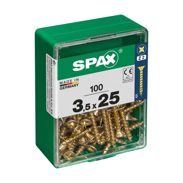 Ruuvilaatikko SPAX Yellox Puu Litteä pää 100 Kappaletta (3,5 x 25 mm)