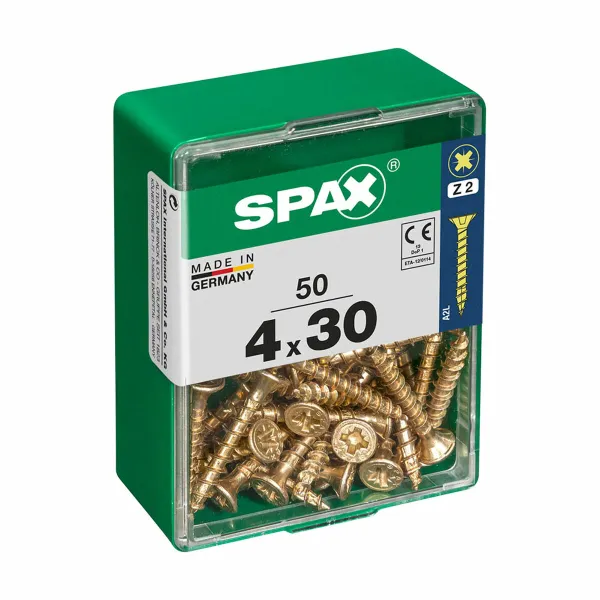 Varžtų dėžutė SPAX Medienos varžtas Plokščia galvutė (4 x 30 mm) (4,0 x 30 mm)