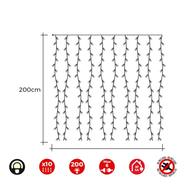 LED žibintai užuolaidoms EDM 71263 Easy-Connect 3,2 W Šilta šviesa Šiltai balta 2 x 2 m