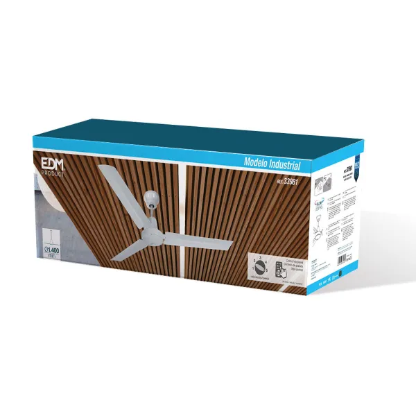 Lubinis ventiliatorius EDM 33981 Balta 60 W Ø 140 cm industrinis