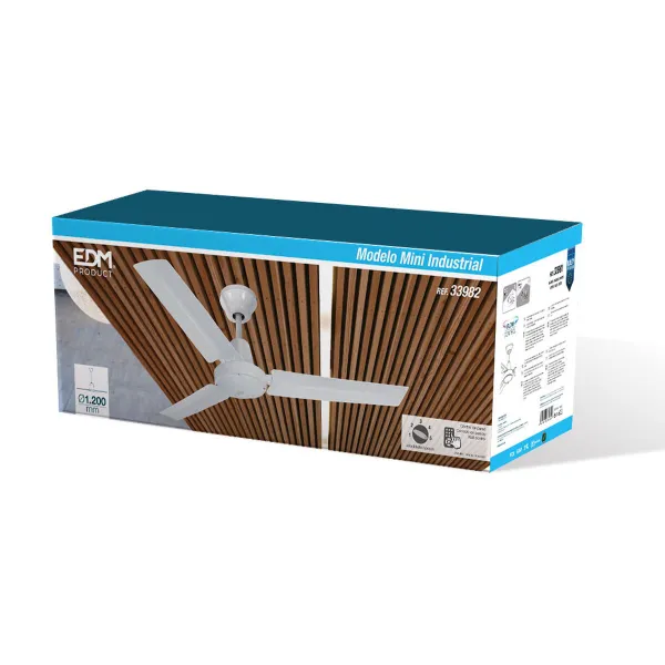 Lubinis ventiliatorius EDM 33982 Balta 60 W Ø 120 cm Mini industrinis