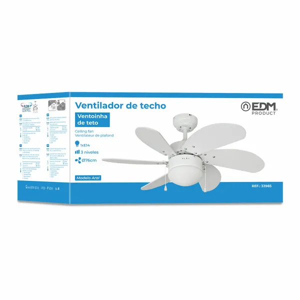 Tulega Laeventilaator EDM 33985 Aral Valge 50 W