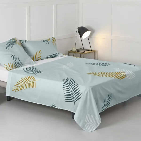 Top sheet HappyFriday Blanc Foliage Mint Multicolour 160 x 270 cm