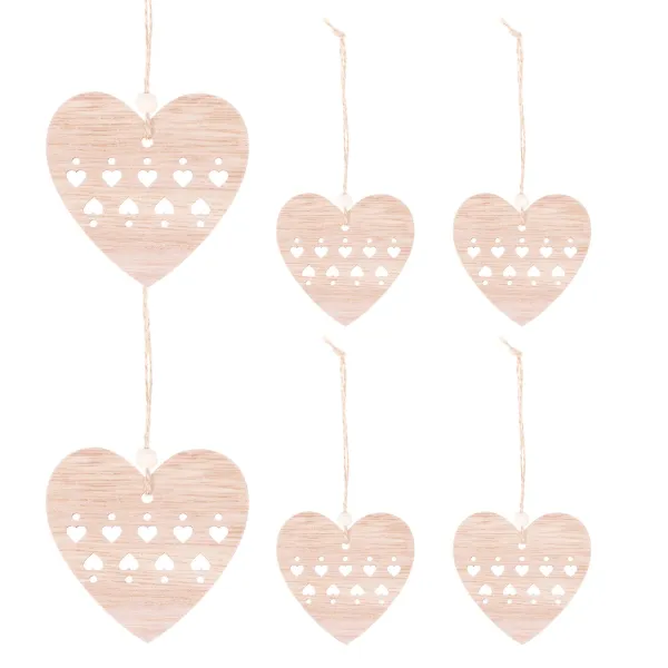 CA0661 WOODEN DECORATION 6 PCS (HEART)