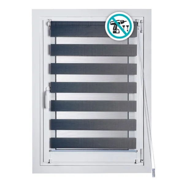 Rullīšu žalūzijas Stor Planet Clip&Fix Night&Day Sudrabains 120 x 180 cm