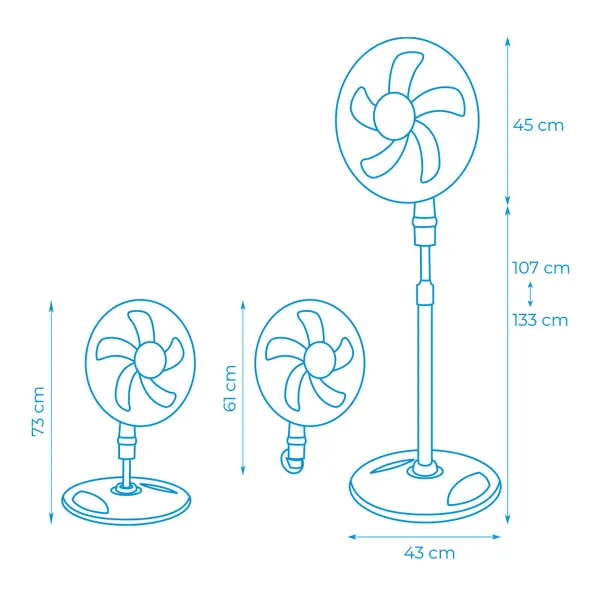 Pastatomas ventiliatorius EDM 33530 Balta 45 W 3 viename