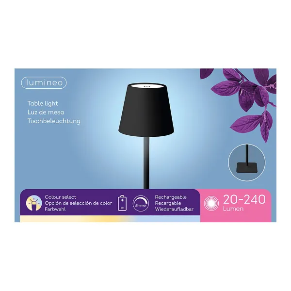 Светодиодный настольный светильник Lumineo 894376 Чёрный Металл 17 cm Зарядное устройство