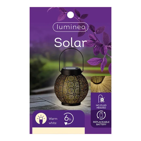 Žibintas Lumineo 897539 Saulės energijos 16 cm Juoda Metalinis