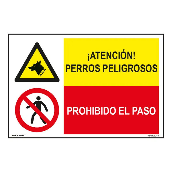 Kyltti Normaluz Perros Peligrosos / Prohibido El Paso 60 x 40 cm
