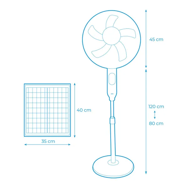 Vapaasti seisova tuuletin EDM 33523 Valkoinen 25 W Aurinkokenno