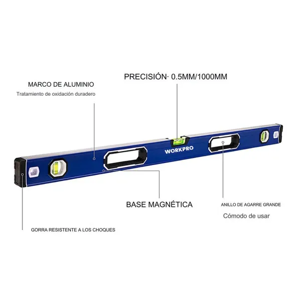 Alkoholio matuoklis Workpro Aliuminis 60 cm Magnetinis