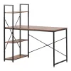 Desk with Shelf EDM 75196 Black Wood Metal 121 x 120 x 64 cm