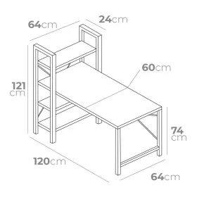 Стол с полкой EDM 75196 Чёрный Деревянный Металл 121 x 120 x 64 cm
