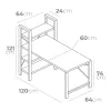 Desk with Shelf EDM 75196 Black Wood Metal 121 x 120 x 64 cm
