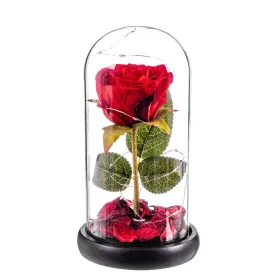 Dekoratīvās figūriņas Caison Rosa roja eterna leds cupula cristal 20 cm