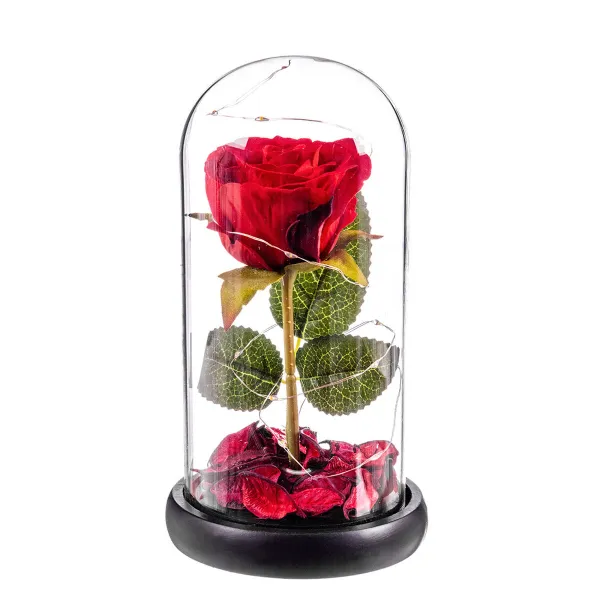Dekoratyvinė figūrėlė Caison Rosa roja eterna leds cupula cristal 20 cm