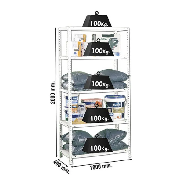 Shelves Simon Rack Comfort Plus 5/400 White 200 x 100 x 40 cm Metal 5 Shelves 100 kg