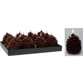 LED Kynttilä Lifetime Ruskea Männynkäpy 13 cm Liekki-efekti