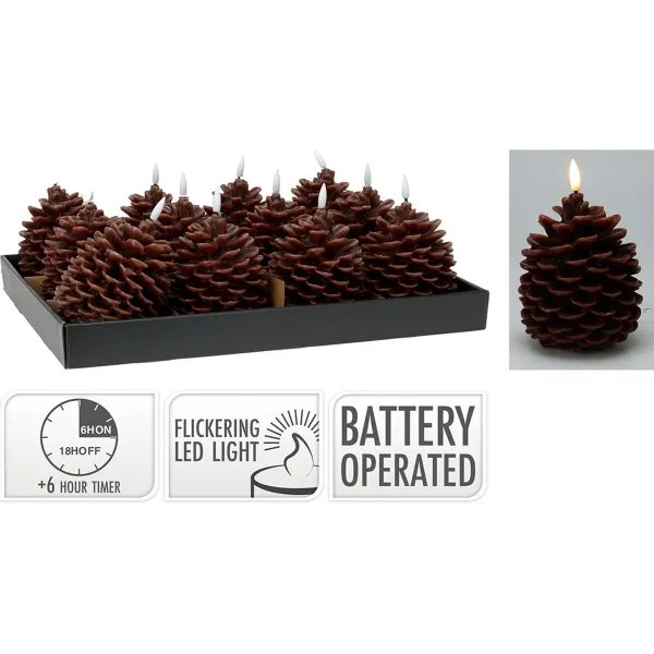 Вуаль LED Lifetime Коричневый Сосновая шишка 13 cm Эффект пламени