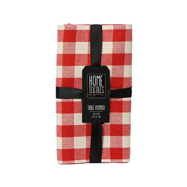 Table Runner Lifetime White Red 100% cotton 30 x 150 cm Christmas Frames
