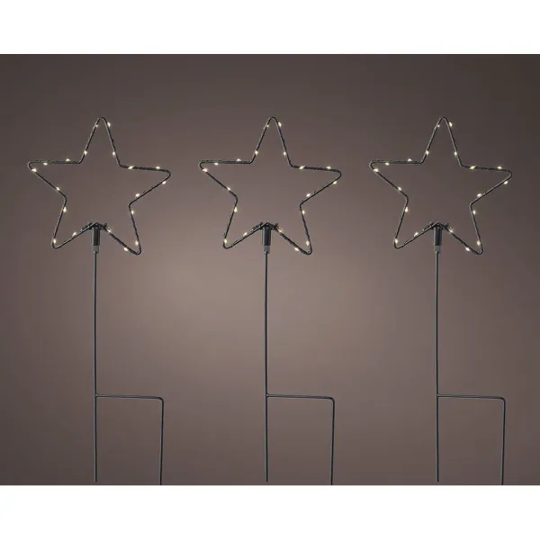 Set of LED garden stakes Lumineo Christmas Stars Ø 15 x 42,5 cm MicroLED 3 Pieces