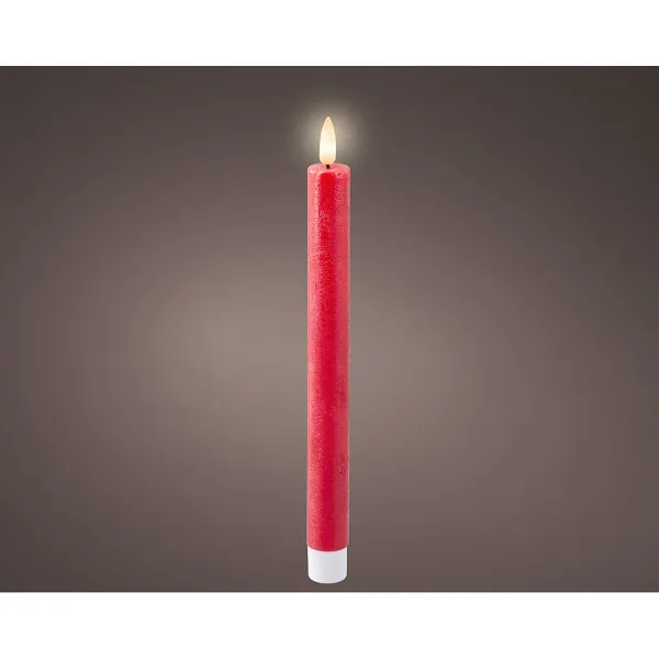 Svece LED Lumineo Sarkans Ø 2,2 x 24,5 cm 2 gb. (AAA)