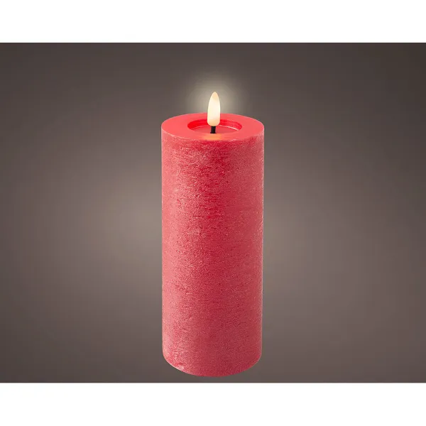 Svece LED Lumineo Sarkans Ø 7 x 19 cm Rustikāls (AAA)