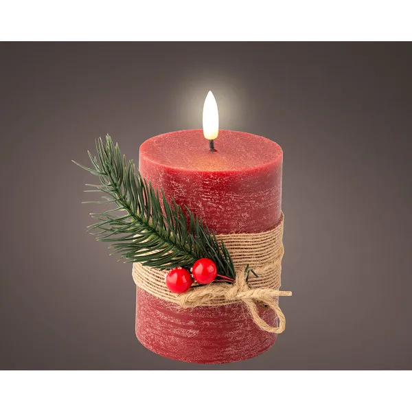 LED Žvakė Lumineo Raudona ø 7,5 x 13 cm Rustiškas (AA)