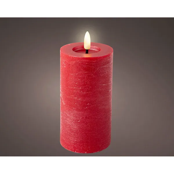 Svece LED Lumineo Sarkans Ø 7 x 15 cm Rustikāls (AAA)