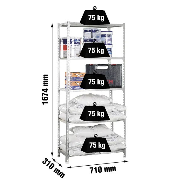 Shelves Simon Rack Wood 167,4 X 71 X 31 CM Grey 5 Shelves