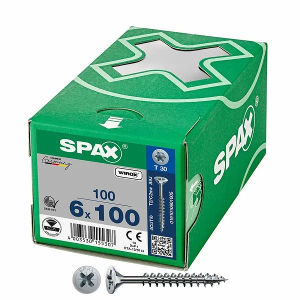 Ruuvilaatikko SPAX Wirox T30 Litteä pää 6 x 100 mm 100 osaa