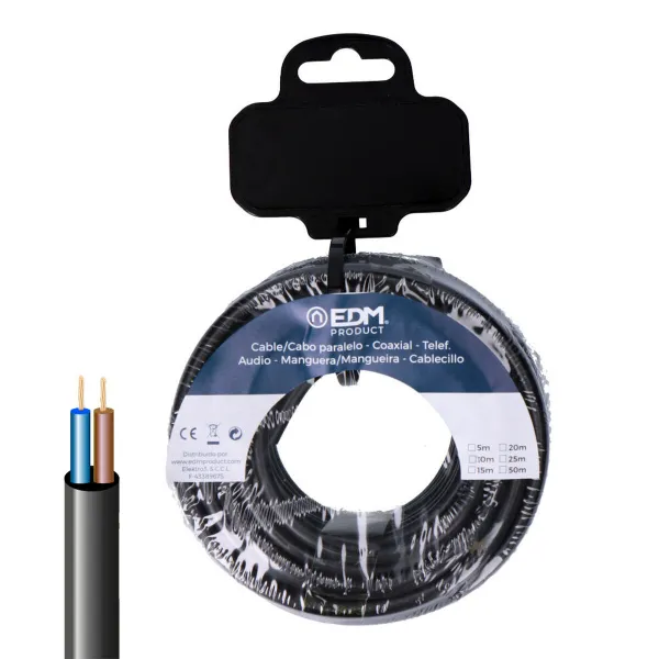 Шланг для электрического кабеля EDM 28724 Чёрный 2 x 0,75 mm 10 m H05VV-F